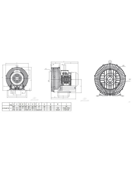 Dmuchawa bocznokanałowa 520 m3/h, 7,5 kW,  400 mbar/-325 mbar, 400V | Pneumatyka | Eshop Dopak | Wszystko dla Przemysłu