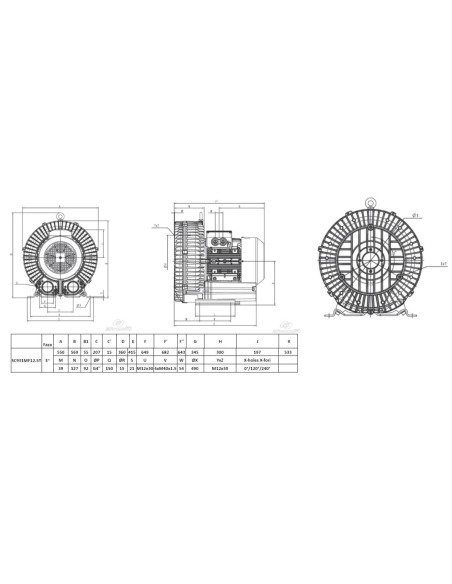 Dmuchawa bocznokanałowa 1350 m3/h, 12,5 kW,  200 mbar/-200 mbar, 400V | Pneumatyka | Eshop Dopak | Wszystko dla Przemysłu