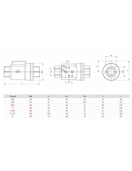 Zawór współosiowy nierdzewny 1/2" NC uszcz.FKM korpus 316L, DN15, Kv6,4, 0-16 Bar, -20°C  150°C | Hydraulika | Eshop Dopak | Wsz