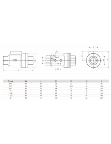 Zawór współosiowy nierdzewny 1" NC uszcz.FKM korpus 316L, DN25, Kv13,7, 0-16 Bar, -20°C  150°C | Hydraulika | Eshop Dopak | Wszy