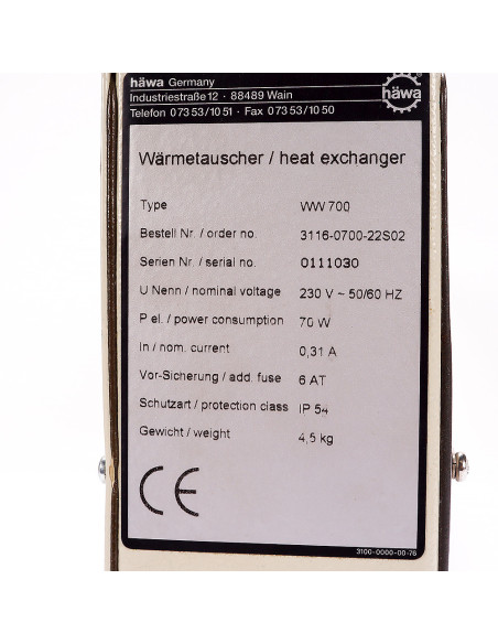 Wymiennik ciepła WW 700, 0111030, Häwa | Elektryka | Eshop Dopak | Wszystko dla Przemysłu