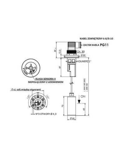Czujnik poziomu flanszowy NO/NC, L860mm | Przyrządy Pomiarowe | Eshop Dopak | Wszystko dla Przemysłu