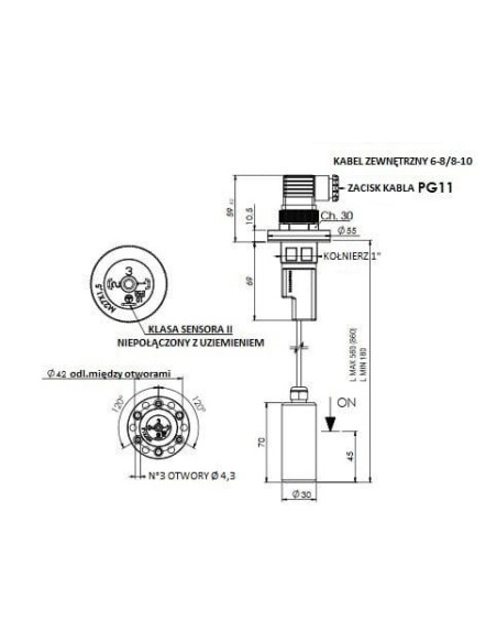 Czujnik poziomu flanszowy NO/NC, L860mm | Przyrządy Pomiarowe | Eshop Dopak | Wszystko dla Przemysłu