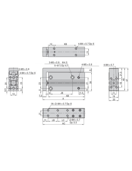 HLH10x25S Siłownik kompaktowy D10x25 z prowadzeniem | Pneumatyka | Eshop Dopak | Wszystko dla Przemysłu