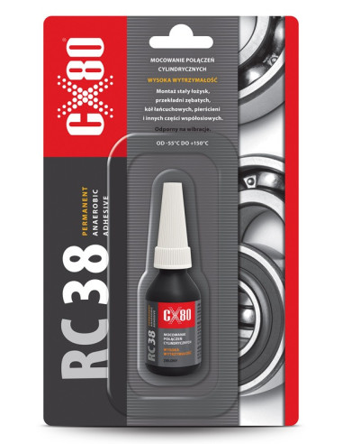 RC38 KLEJ ANAEROBOWY 10ML BLISTER ZIELONY  Klej do montażu łożysk, pierścieni CX80 60183 | CX80 Kleje Anaerobowe – Do Gwintów i