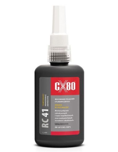 RC41 KLEJ ANAEROBOWY 50ML BURSZTYNOWY Klej do mocowania części walcowatych o średniej wytrzymałości CX80 60239 | CX80 Kleje Anae