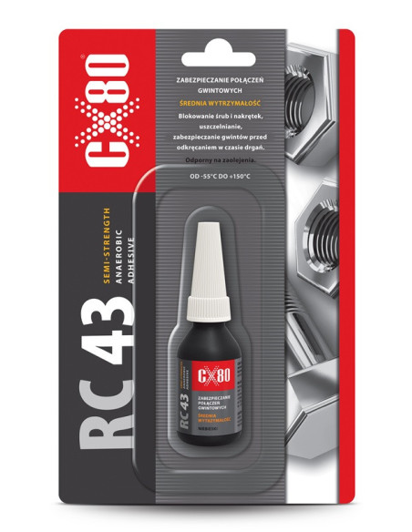 RC43 KLEJ ANAEROBOWY 10ML BLISTER NIEBIESKI Klej średniowytrzymałe zabezpieczenie do gwintów CX80 60300 | CX80 Kleje Anaerobowe