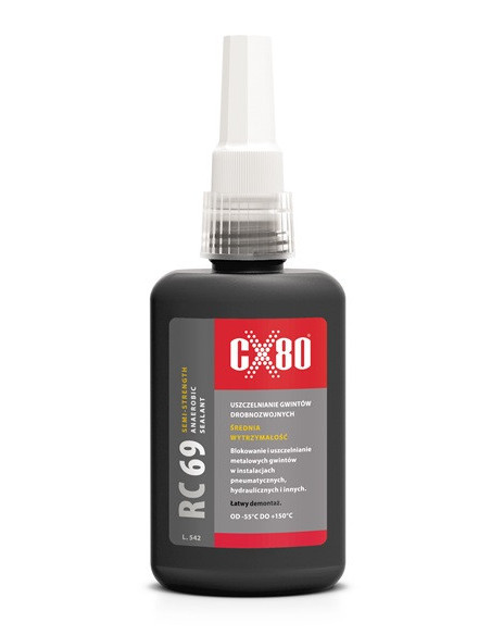 RC69 USZCZELNIACZ ANAEROBOWY 50ML BRĄZOWY  Uszczelniacz do metalowych gwintów drobnozwojowych CX80 60116 | CX80 Kleje Anaerobowe