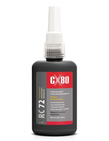 RC72 KLEJ ANAEROBOWY 50ML CZERWONY Klej do zabezpieczania metalowych połączeń gwintowych CX80 60241 | CX80 Kleje Anaerobowe – Do