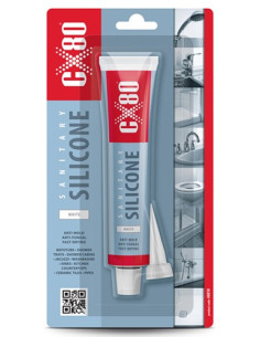 SILIKON SANITARNY 80ml  blister biały + APLIKATOR CX80 48818 | CX80 Silikony – Silikony Uszczelniające | Eshop Dopak