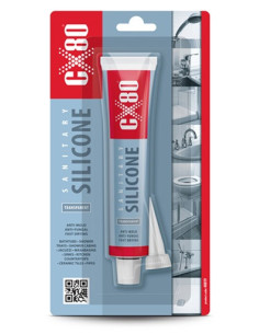 SILIKON SANITARNY 80ml blister  bezbarwny + APLIKATOR CX80 48819 | CX80 Silikony – Silikony Uszczelniające | Eshop Dopak