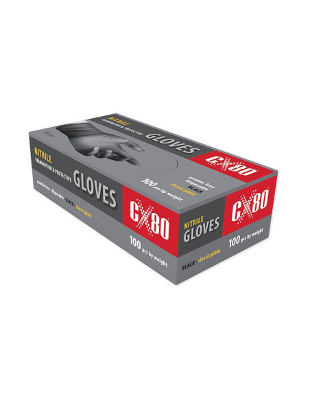 RĘKAWICZKI NITRYLOWE BEZPUDROWE CZARNE CX80 M 100 SZT CX80 60944 | CX80 Rękawiczki Nitrylowe i Ochrona Rąk | Eshop Dopak