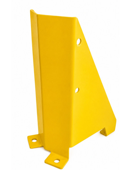 Odbojnik, osłona nogi słupa regału magazynowego, 190mm x 220mm, wys.390mm, gr.blachy 4mm, otwory montażowe 14mm ( kolor żółty) |