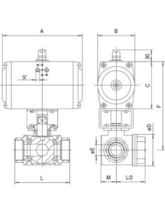 Zawór kul. GEMINI 2" WWW "L" z nap. pneum. podwój. dział | Hydraulika | Eshop Dopak | Wszystko dla Przemysłu 2