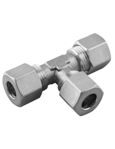 Trójnik skręcany typu T z baryłką do rur miedzianych 8 mm, mosiądz niklowany 13200NO 8