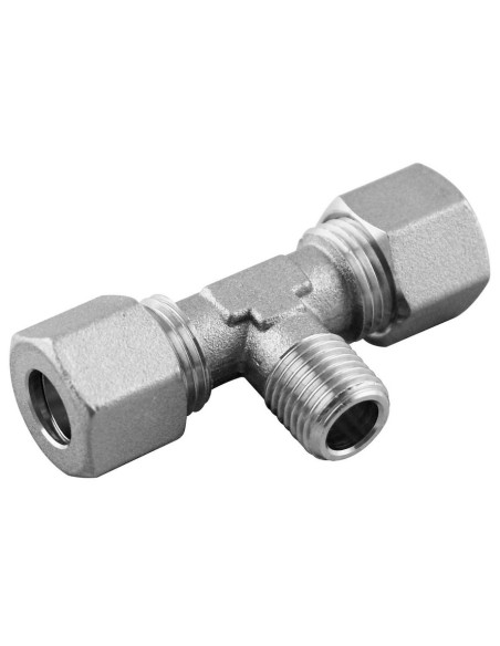 Trójnik skręcany typu T do rur miedzianych 10 mm R 1/4 GZ, mosiądz niklowany 13220NO 10-1/4