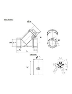 Filtr siatkowy mosieżny Y 2" PN16 siatka nierdzewna oczko 0,85mm PZH 206009 2