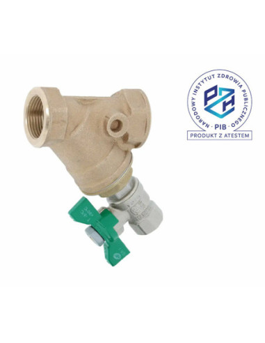 Filtr siatkowy z brązu Y 1/2" PN16 siatka nierdzewna oczko 0,3mm PZH ze spustem 210004