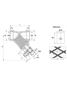 Filtr siatkowy z brązu Y 2" PN16 siatka nierdzewna oczko 0,3mm PZH ze spustem 210009 2