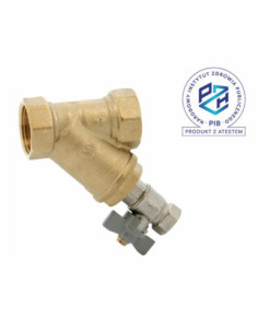 Filtr siatkowy mosieżny Y 1/2" PN16 siatka nierdzewna oczko 0,85mm PZH ze spustem 211004