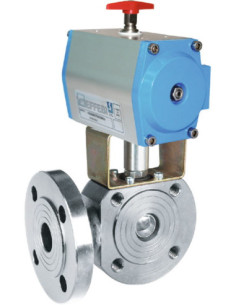 Zawór kulowy kołnierzowy MOON3W DN25 "L" AISI 316, z napędem pneumatycznym podwójnego działania | Hydraulika | Eshop Dopak | Wsz