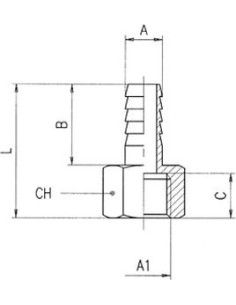 Króciec gwintowany choinka do węża fi 6 mm G 1/4 GW, mosiądz niklowany 3050 6-1/4 2