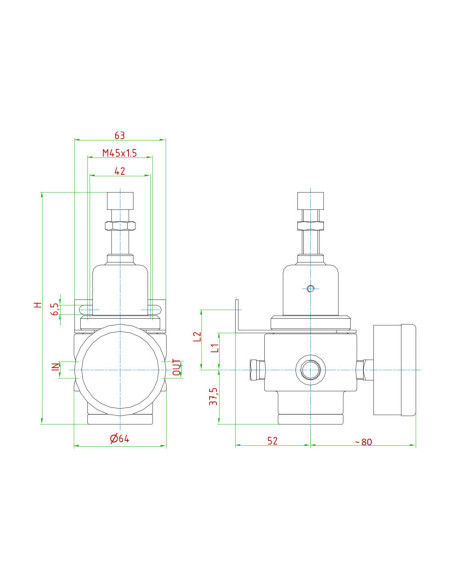 Reduktor ciśnienia G 1w 0,3-3 bar, oringi EPDM 310R2-1 0,3-3 L EP