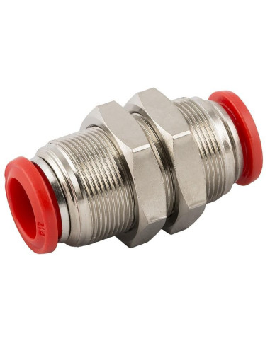 Złączka pneumatyczna wtykowa grodziowa M23x1 do węża fi 14 mm, mosiądz niklowany 50050 14