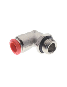Złączka pneumatyczna wtykowa kątowa obrotowa do węża fi 6 mm, G 3/8 GZ, mosiądz niklowany 50116 6-3/8