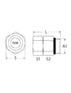 Złącze obrotowe do wody GW3/4"-GZ1/2", stal nierdzewna, FKM 511CS 2