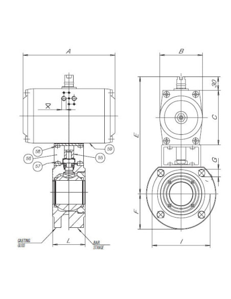 Zawór kulowy kołnierzowy MOON DN20 AISI 304, z napędem pneumatycznym podwójnego działania | Hydraulika | Eshop Dopak | Wszystko 