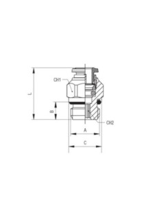 Złączka pneumatyczna wtykowa prosta do węża fi 6 mm, G 1/4 GZ, stal nierdzewna 316L 60020 6-1/4 2