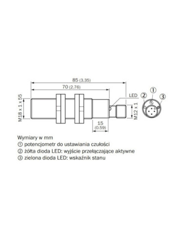 Pojemnościowy czujnik zbliżeniowy CMB CMB18-08BPPEC0SA00 SICK 6080638 | Eshop Dopak