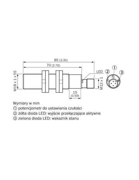 Pojemnościowy czujnik zbliżeniowy CMB CMB18-08BPPEC0SA00 SICK 6080638 | Eshop Dopak