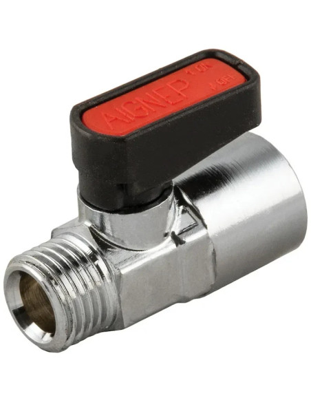Zawór kulowy Ghilux mini G 1/8 GZ - G 1/8 GW, PN20 gwintowany, mosiądz niklowany, FKM 6415 1/8-1/8 FKM