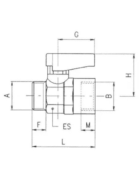 Zawór kulowy Ghilux mini G 3/8 GZ - G 3/8 GW, PN20 gwintowany, mosiądz niklowany, FKM 6415 3/8-3/8 FKM