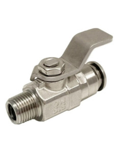 Zawór kulowy Ghinox pod wąż 6mm gwint zewn. 1/8 DN 5 PN40 Aisi 316L 66570 6-1/8