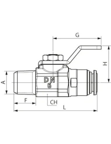 Zawór kulowy Ghinox pod wąż 6mm gwint zewn. 1/8 DN 5 PN40 Aisi 316L 66570 6-1/8