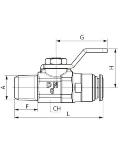 Zawór kulowy Ghinox pod wąż 8mm gwint zewn. 1/8 DN5.5 PN40 Aisi 316L 66570 8-1/8 2