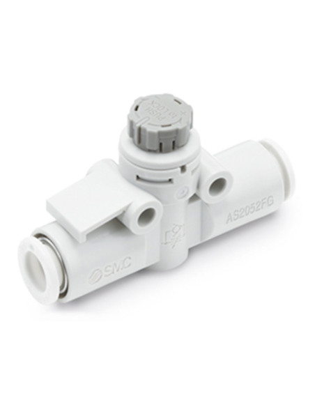 Zawór dławiąco-zwrotny wąż Rc fi 4 korpus M5 SMC AS1002FG-04A