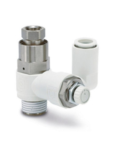 Zawór dławiąco-zwrotny 3/8 do węża fi 10 mm nakrętka okrągła gwint zew. R3/8 SMC ASP530F-F03-10S-J