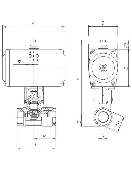 Zawór kulowy HIPRESS 1/2" z napędem pneumatycznym podwójnego działania, do 210 bar | Hydraulika | Eshop Dopak | Wszystko dla Prz