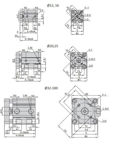 TACQ50X20SG Siłownik dociskowy D50x20 antyobrotowy z magnesem DSK050.0020.00AR