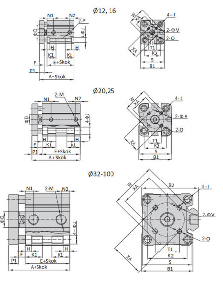 TACQ50X20SG Siłownik dociskowy D50x20 antyobrotowy z magnesem DSK050.0020.00AR