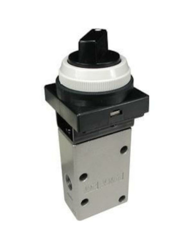 Zawór mechaniczny rozdzielający 5/2 suwakowy ze ws pomaganiem przełącznik pokrętny przycisk czarn SMC EVM430-F01-30G