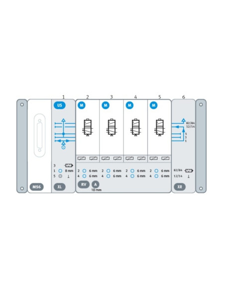 Wyspa VTUX, Multipin, 4x 5/2 VTUX-A-P-MS6-SD-US4M-XLRV4AXR FESTO-8000800-14