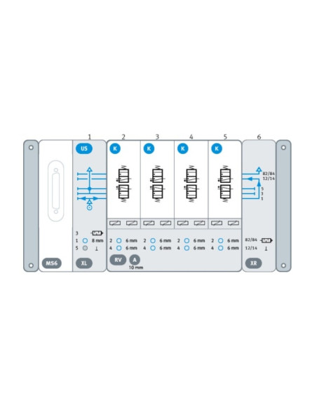 Wyspa VTUX, Multipin, 4x 2x3/2 VTUX-A-P-MS6-SD-US4K-XLRV4AXR FESTO-8000800-26