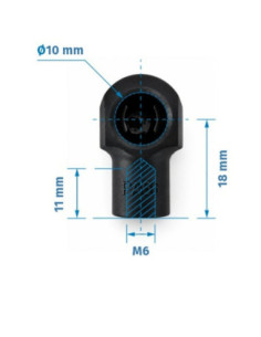 Mocowanie sprężyny gazowej z gwintem M6, gniazdo fi 10 mm, długość 18 mm, do 400N FG-1018M6 2