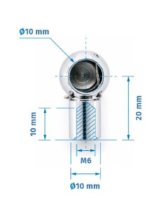 Mocowanie sprężyny gazowej z gwintem M6, gniazdo fi 10 mm, długość 20 mm, do 800N FG-1020M6 2