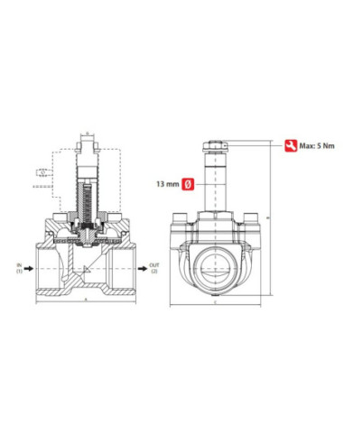 Zawór elektromagnetyczny membranowy 2/2, G 1, EPDM, DN25, wspomaganie membrany FL06F09125E0